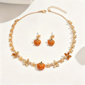 Autumn Harvest Pumpkin and Blossom Necklace and Earrings Set