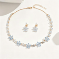 Sky Blue Crystal Blossom Necklace and Earrings Set