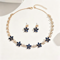 Sapphire Blue Crystal Blossom Necklace and Earrings Set