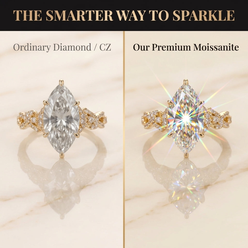 The Twisted Band Marquise Premium Moissanite Ring