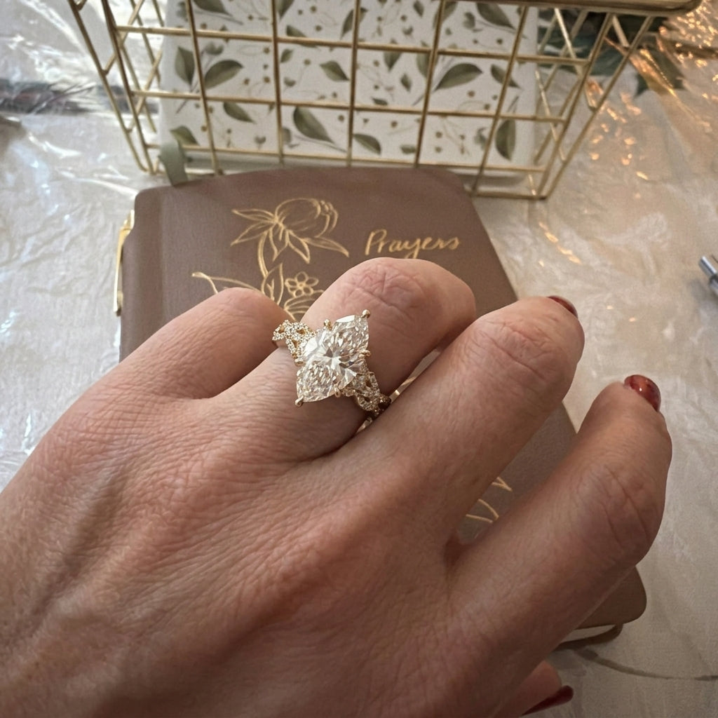 The Twisted Band Marquise Premium Moissanite Ring